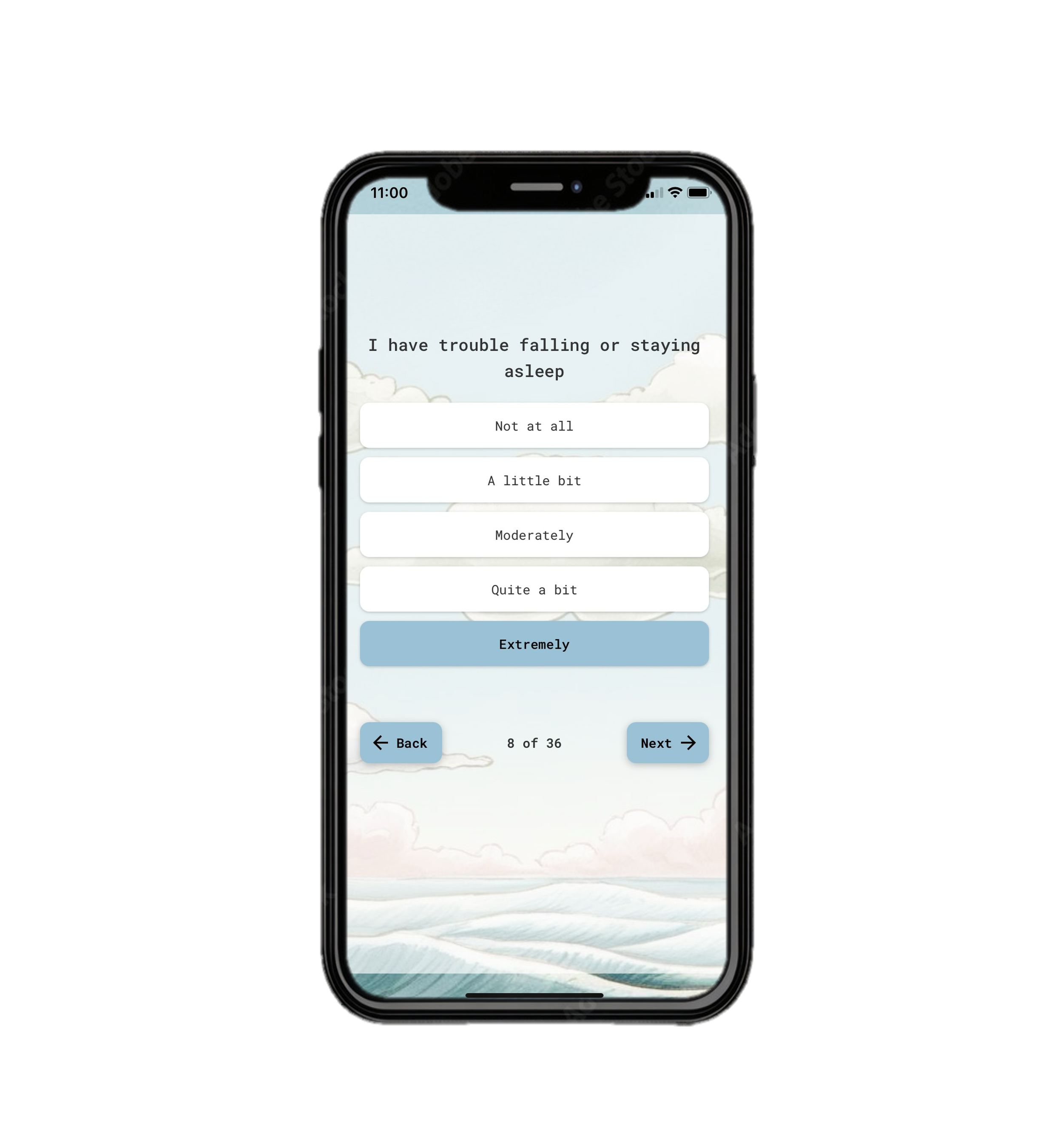 Screenshot of the questionnaire on a mobile device